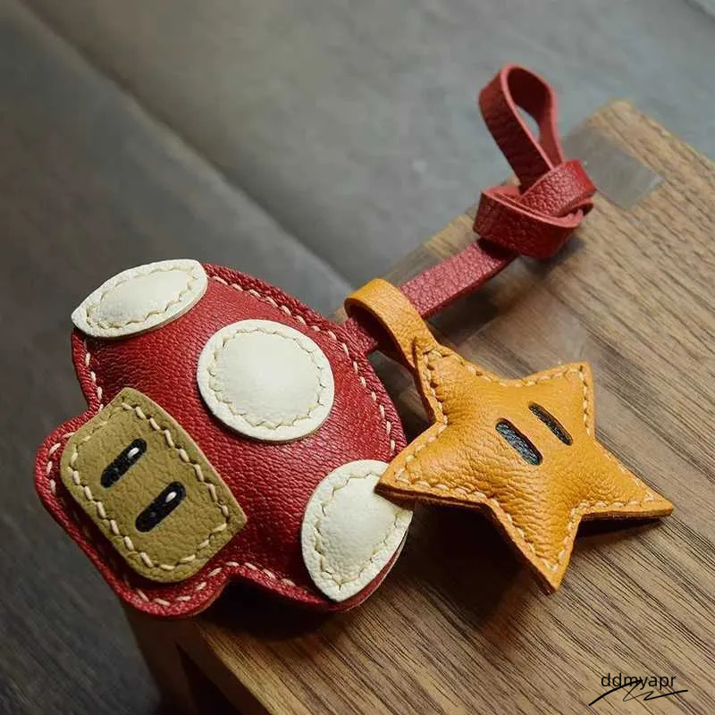 Sheepskin Leather Mushroom Keychain Charm ddmyApr - Handmade Cute Bag Decoration And Exquisite Accessories