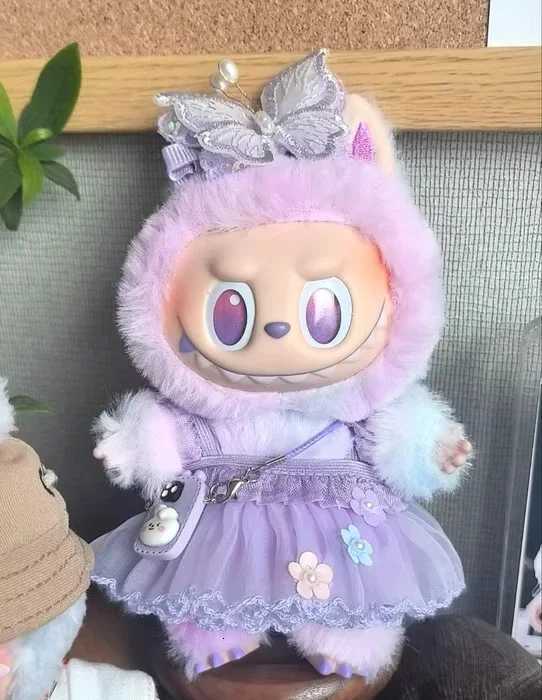 Labubu Doll Dress Purple Butterfly Fairy Skirt Cardigan 17cm Plush Doll Dress Replacement For Labubu v1v2 Idol DollT251018