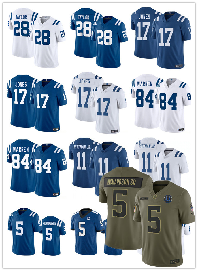 NFL Colts Tyler Warren Peyton Manning Quenton Nelson Jonathan Taylor Shaquille Leonard Anthony Richardson Daniel Jones Indiana Nights Custom Football Jersey