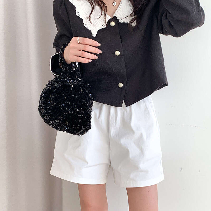 Niche Sequin New Fashion Korean Version Bucket Bag Trendy Silver Bling Handbag For Women B5