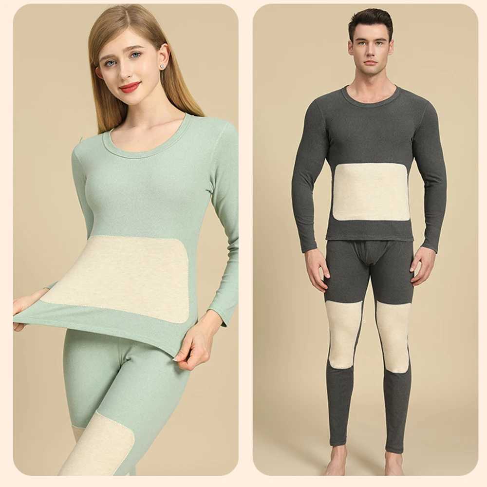 Thermal underwear Winter Warm Tops Cashmere Silk Patch Velvet thermal clothing for Women Pajama sets Men Womens underwear set T251018