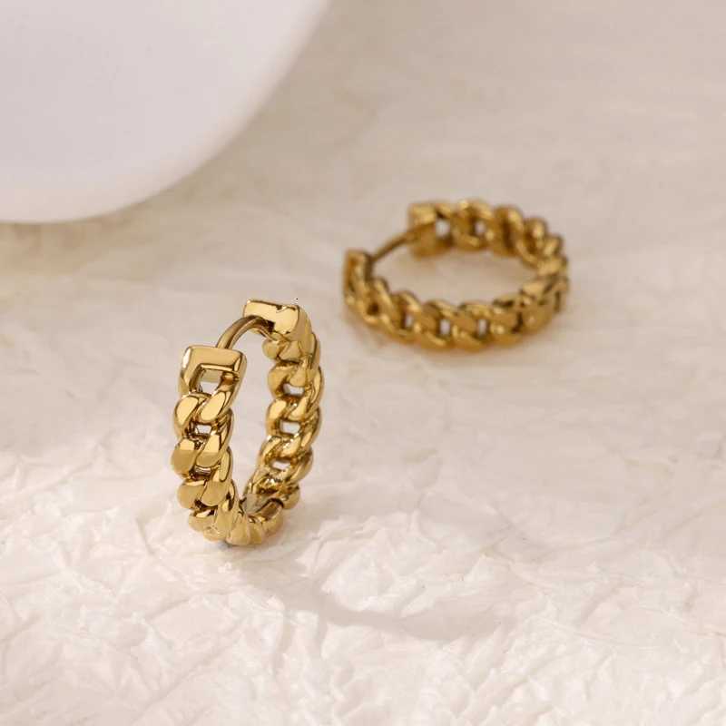 Stainless Steel Chain Hoop Earrings For Women Gold Color Female Earring Fashion Wedding Ear Jewelry Brincos Gift 2024 New Trend Y251018