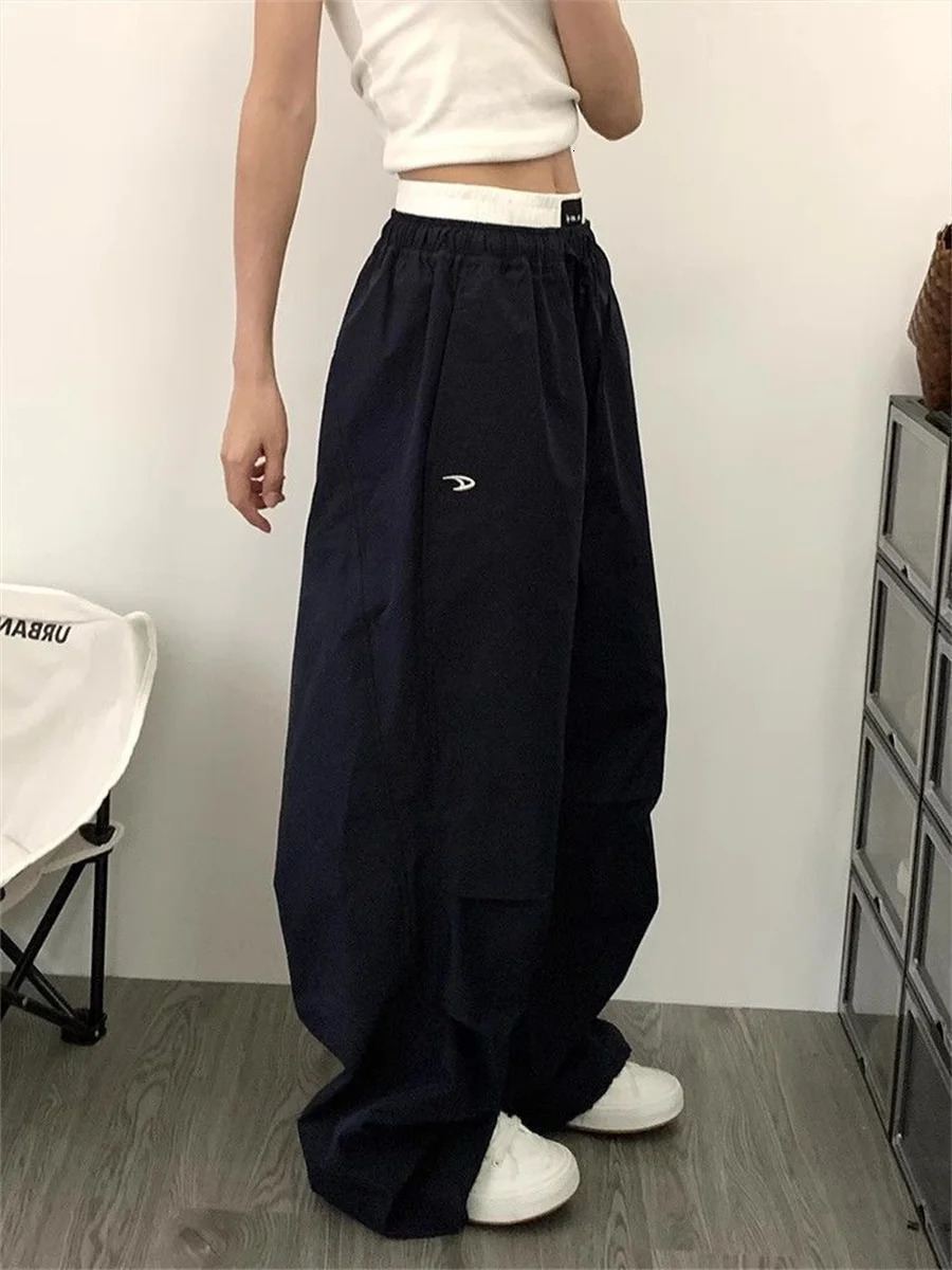 Women Cargo Pants Summer High Waist American Quick Dry Y2K Baggy Hip Hop Casual Wide Leg Trousers Female Streetwear 251017