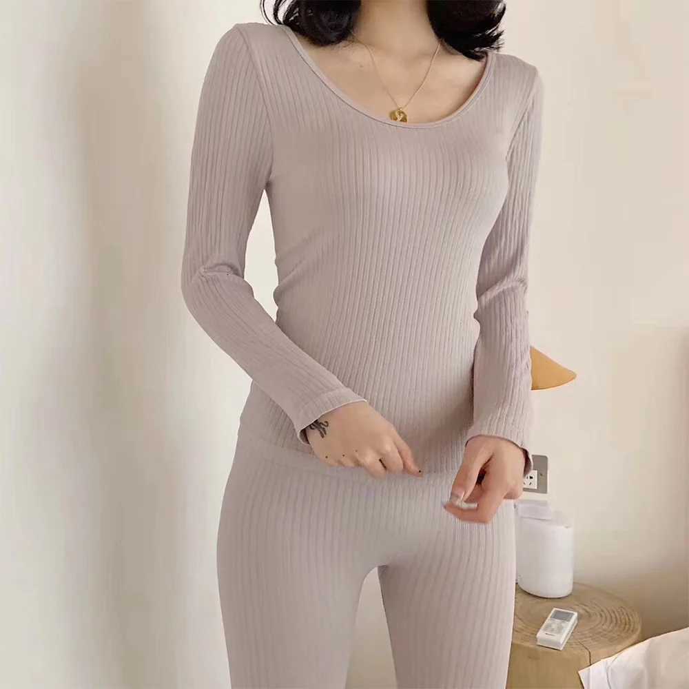 1set Womens Thermal Underwear Winter Clothes Seamless Thick Warm Suit Lingerie Femme Legging Thermo Long Sleeve Top T251018