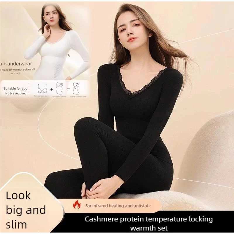 Autumn Winter Cashmere Silk Thermal Underwear Set Warm Underwear Women Autumn Clothes Pants Thermal Clothing Sexy Underwear Set T251018