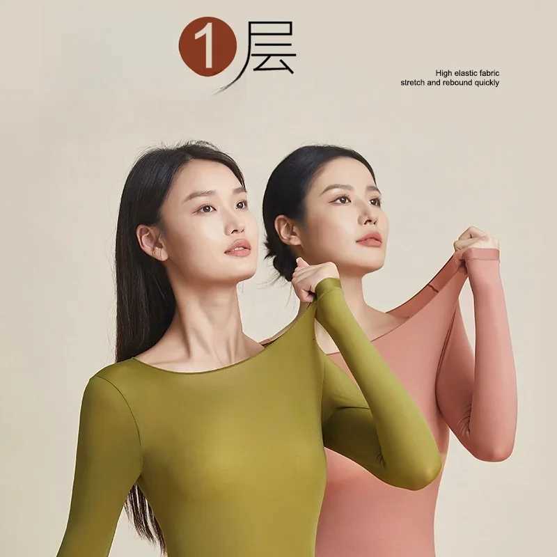 Womens Thermal Underwear Autumn Winter Bottoming Shirt Longsleeved Tshirt Thin Thermal Top Second Womens Thermal Suit T251018
