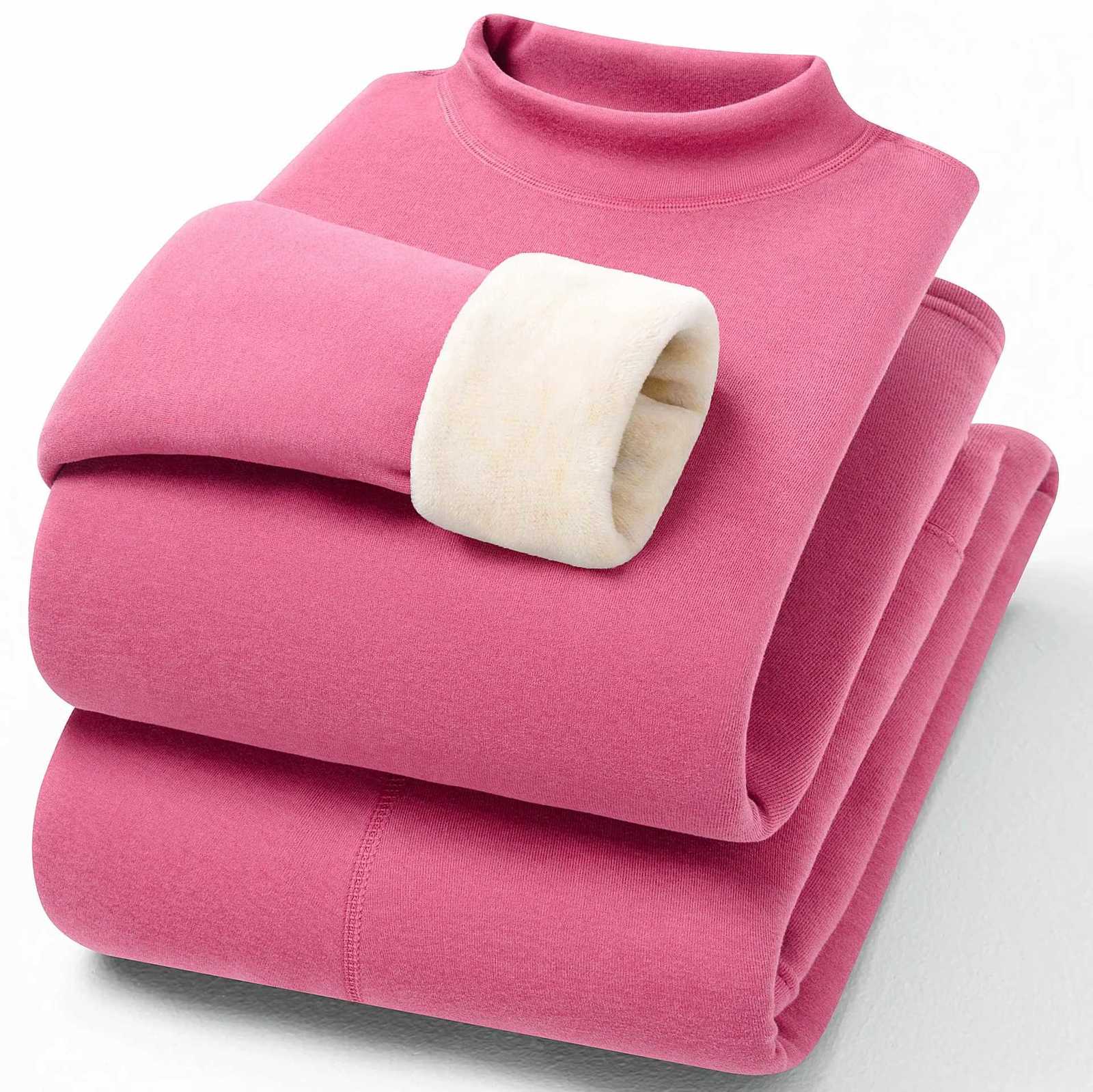 FW24 Womens Wool silk thermal underwear sets half high neck fleeced wool thicken cold long John for winter wear T251018