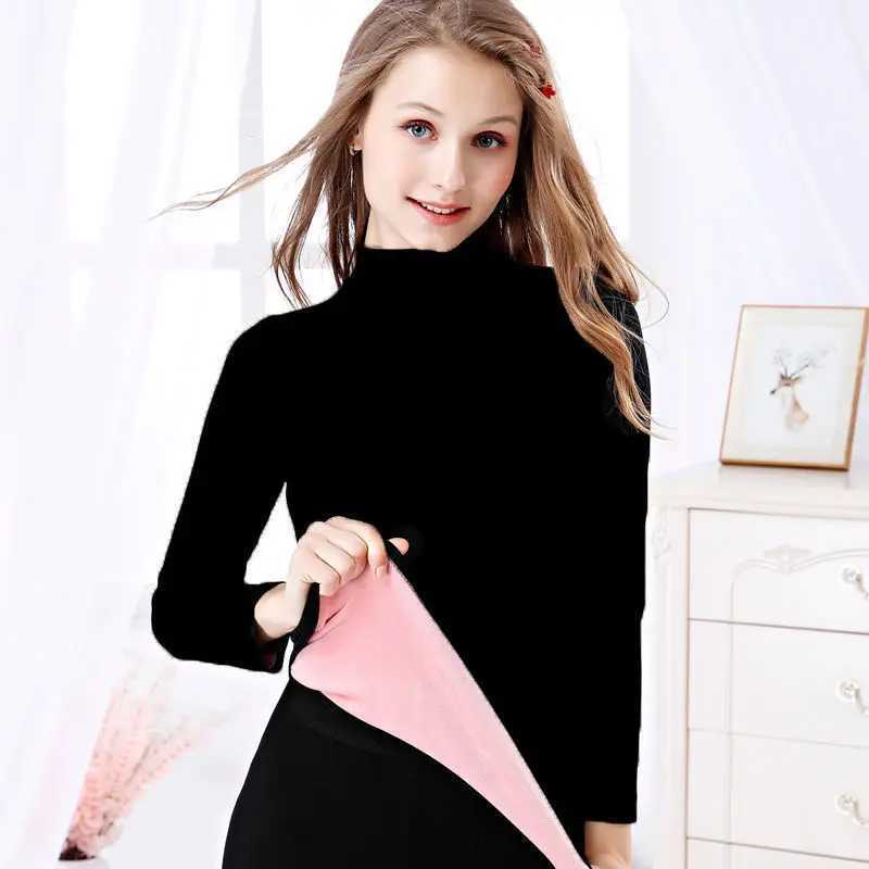 Thermal Underwear Women Plus Velvet Thickening Suit Midhigh Collar Suit Winter Slim Autumn Clothes Long Trousers Long Johns T251018