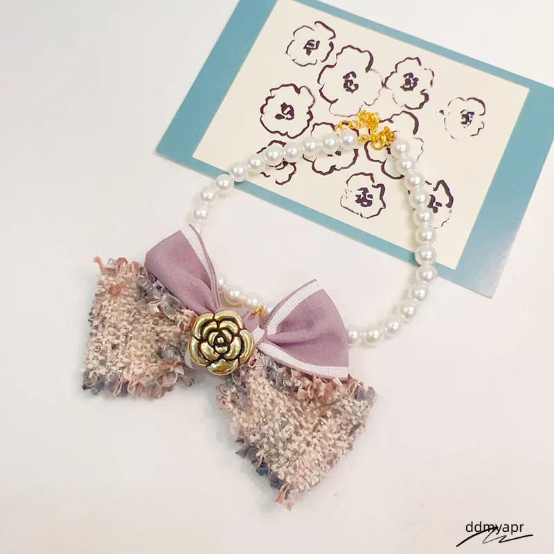 Pet Dog Necklaces With Bowknot Pearl For Kitty & Puppy - ddmyApr High-Grade Cat Necklace Jewelry