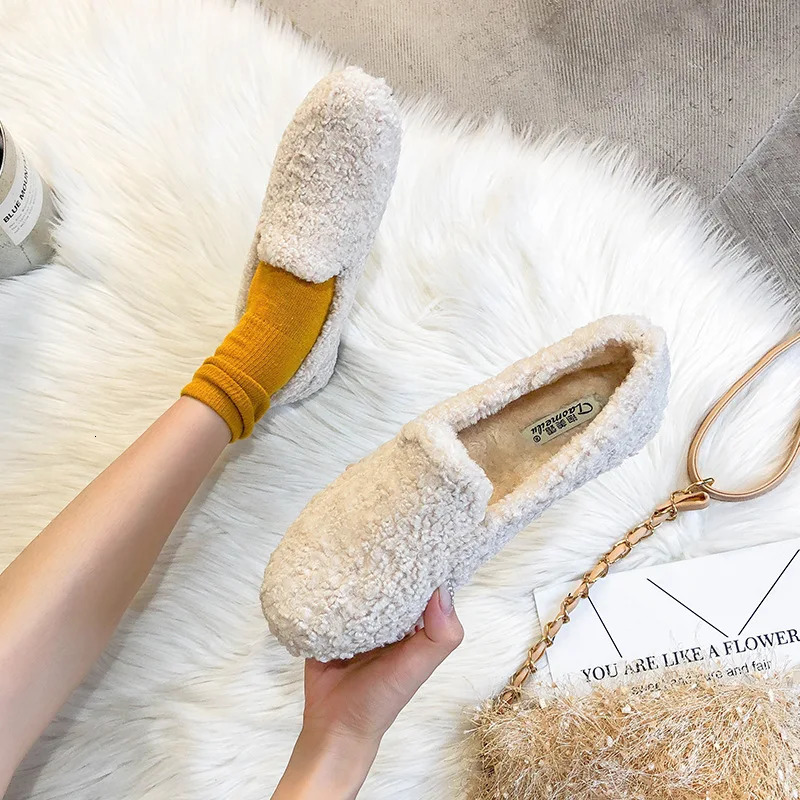 Big Size 3443 Women Lambswool Moccasins Winter Wool Shoes Ladies Ballerinas Warm Fleece Loafers Femme Cold Proof Fur Flats 251013