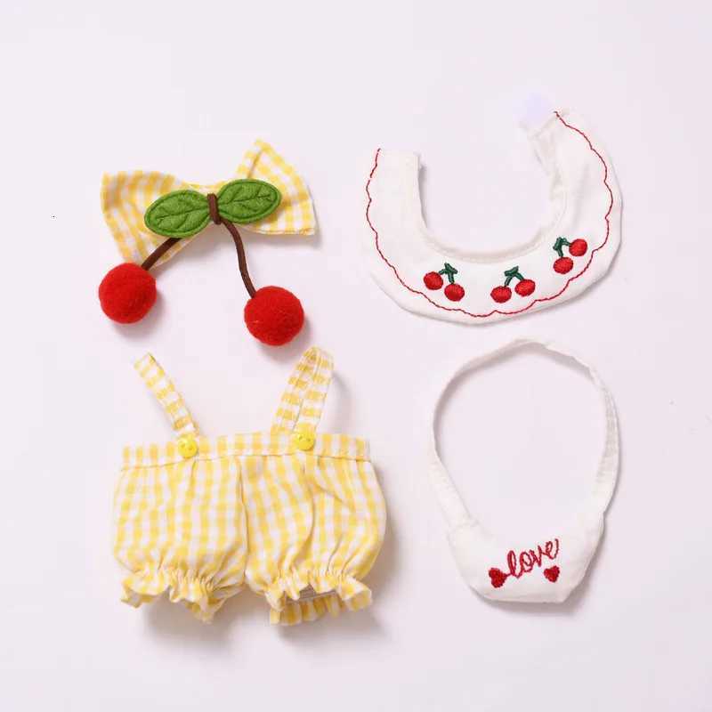 New For Labubu V1 V2 V3 Checked Cherry Skirt Set for Ropa Labubu Doll Outfit AccessoriesT251018
