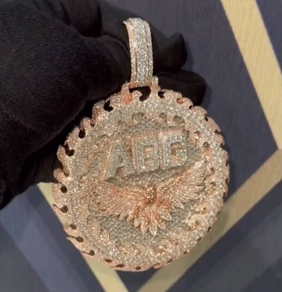 Custom Luxury 925 Fine Jewelry 3D Circle Pendant Moissanite Diamond Charms Hip Hop Jewelry Pendant Rapper Men Jewelry