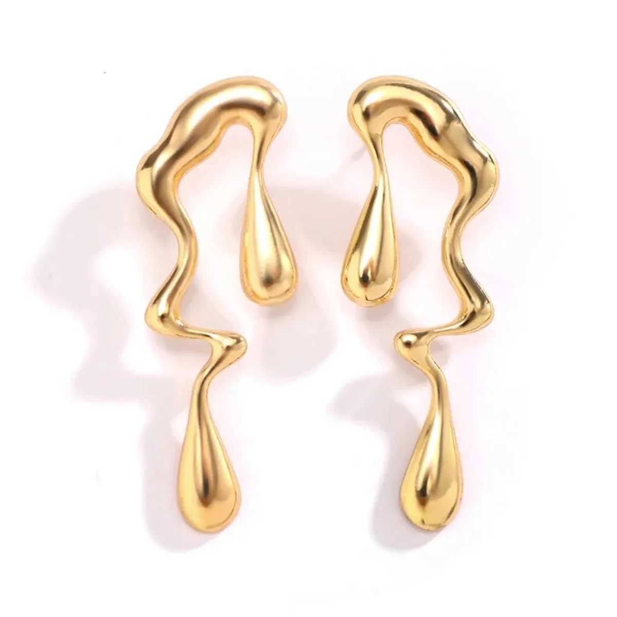 2pcs Irregular Vintage Stainless Steel Water Drops Ear Studs Y251018