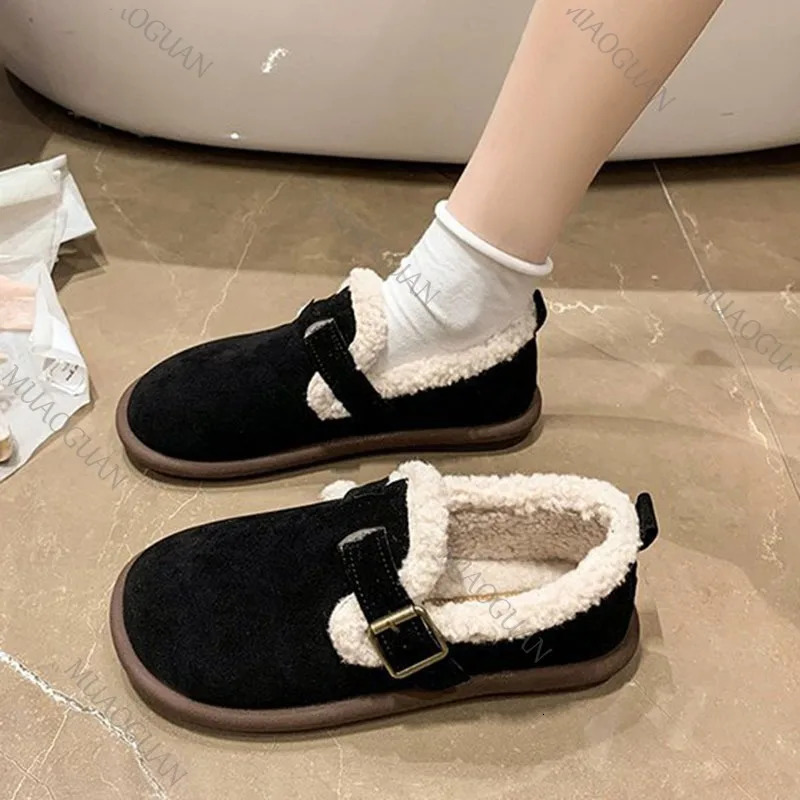 Women Winter Cotton Shoes Outdoor Fashion Fur Fluffy Flats Shoe Casual Slip on Flat Bottom Ladies Warm Round Toe Casual Sneakers 251013