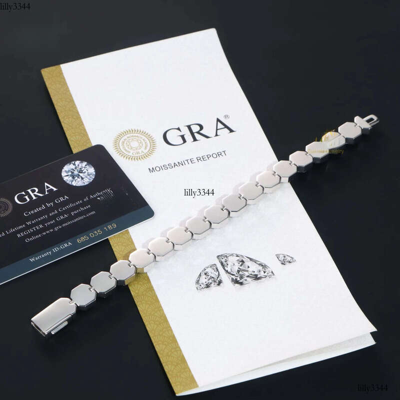 2024 Selling Hip Hop GRA 6.5mm D VVS Moissanite Dia Halo Style 8 Inches Solid Heavy Sier Cuban Bracelet