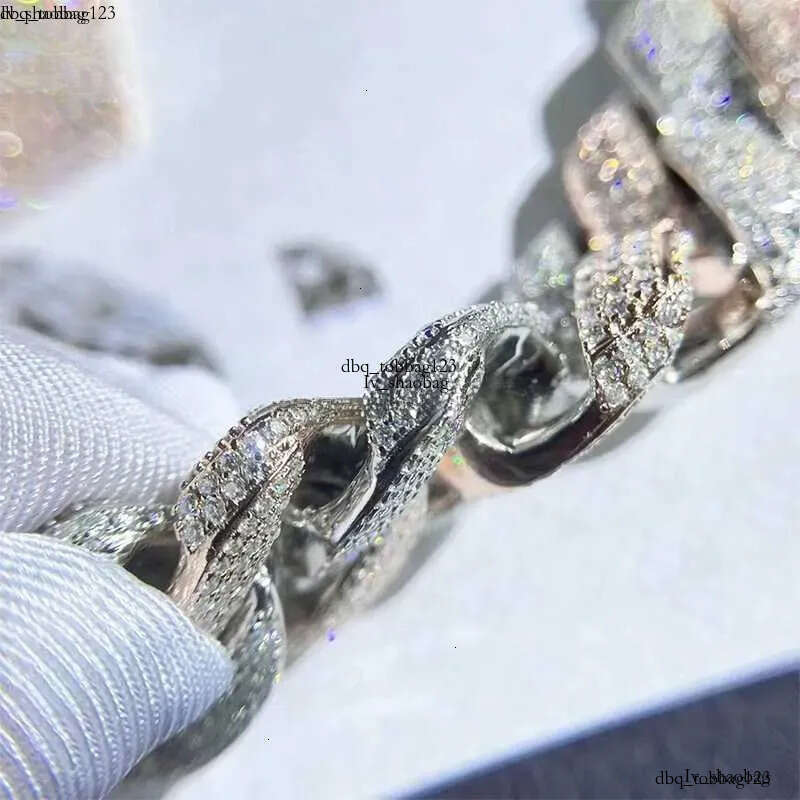 Customization Hip hop k Necklace White Gold Plated Iced Out Moissanite Dia Cuban Chain