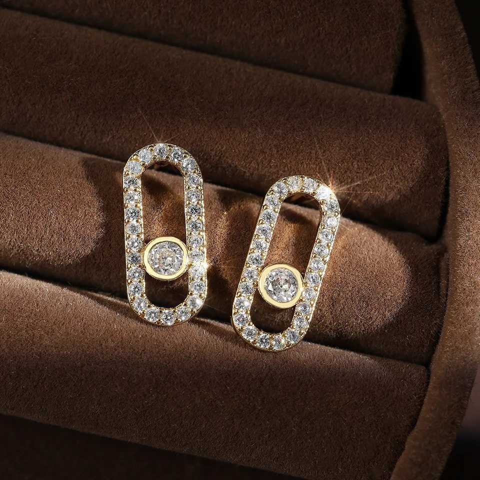 Classic Geometric Paper Clip Stud Earrings for Women Shiny Zircon Wedding Party Jewelry Gift Exquisite Y251018