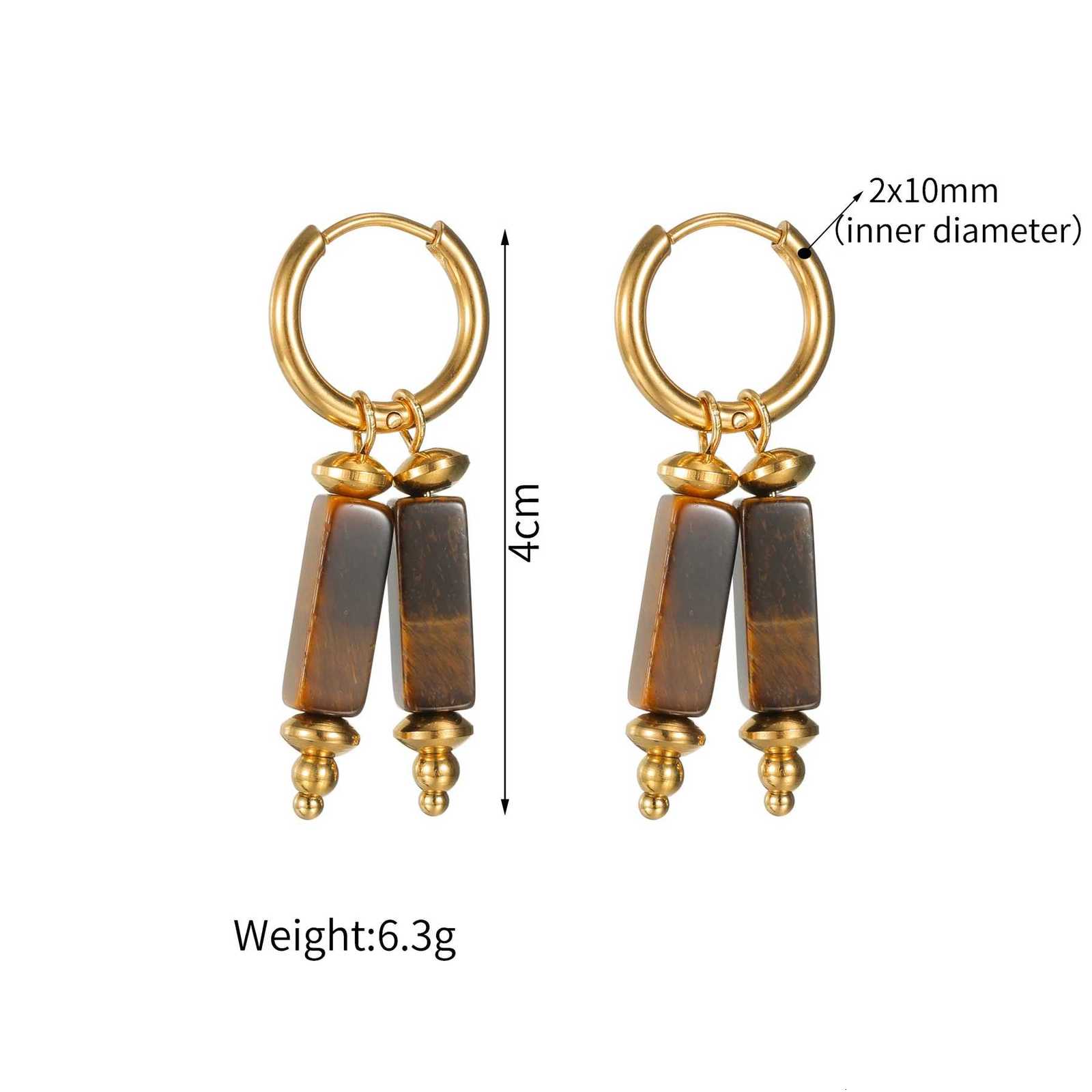 Kissmoon Vintage Ethnic Style Maillard Brown Pillar Earrings Stainless Steel for Womens Daily Wear Autumn Winter Jewelry Gift Y251018