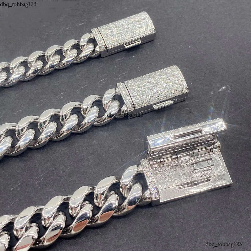 Hip Hop 8MM 10MM Stainless Cuban with Sterling Sier Moissanite Clasp Chain Necklace Bracelet for Men Jewelry