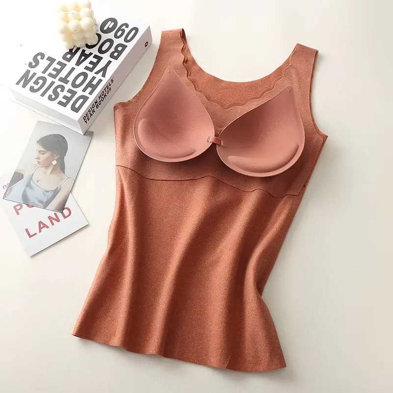 New Heating Velvet Warm Flower Vest Latex Cup Underwear Women Bottoming Wear Slim Waistcoat For Fall Winter T251018