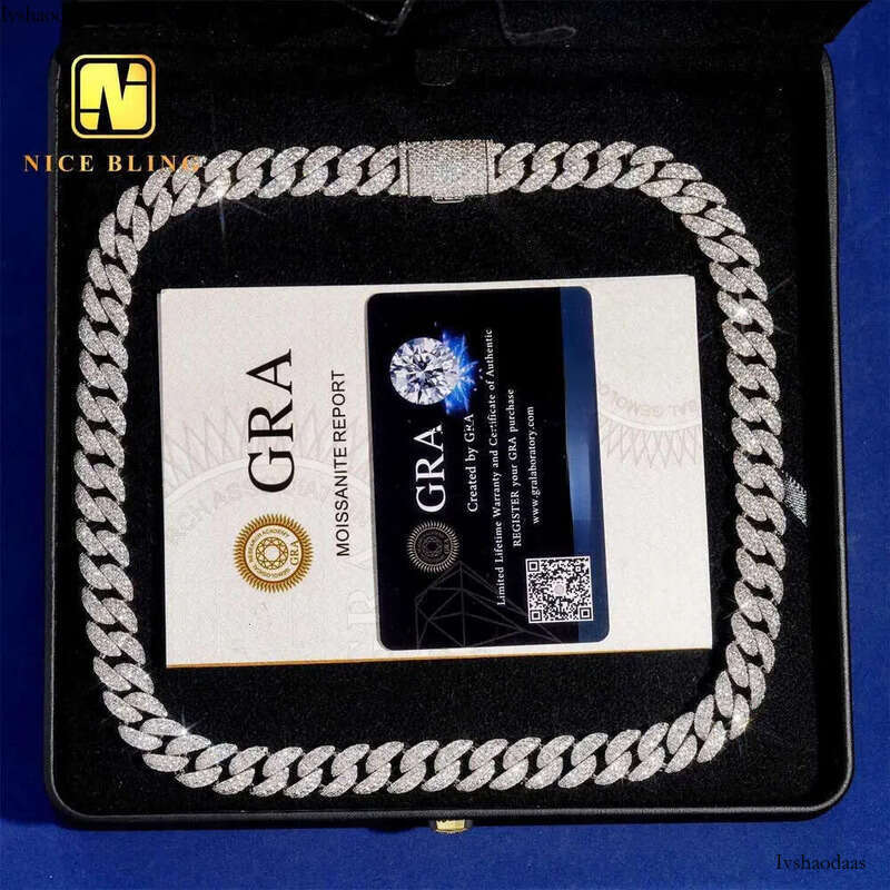 fashion pendant jewelry iced out hip hop sier 15mm wide round shape moissanite cuban necklaces and bracelets unisex