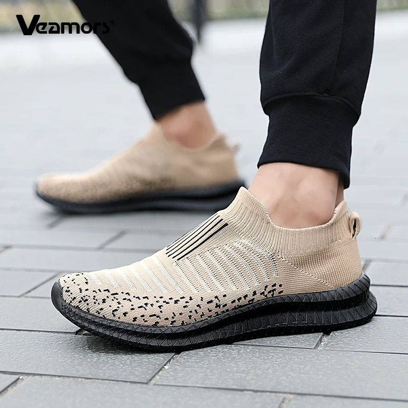 Mens Slipon Mesh Walking Shoes Elastic Soft Casual Sports Shoes Male Breathable Flat Running Jogging Sneakers Size 3846 251013