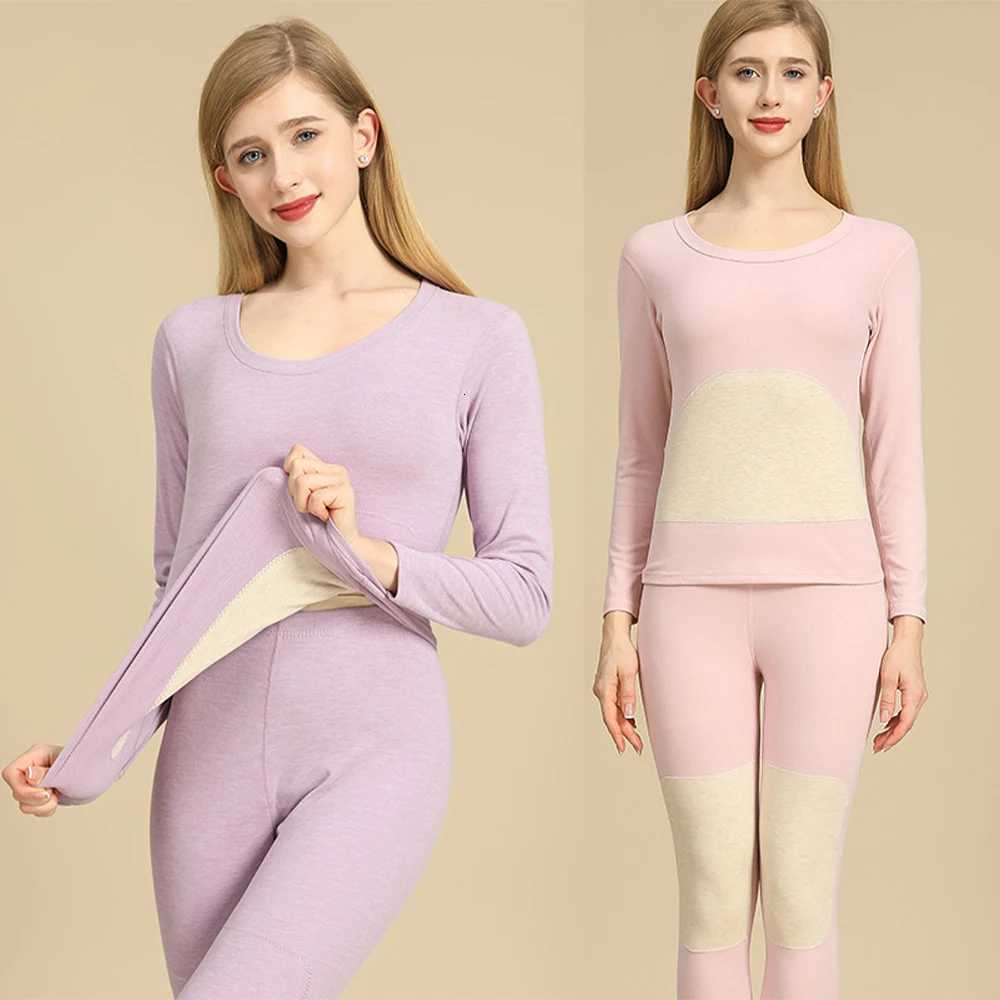 Thermal underwear Winter Warm Tops Cashmere Silk Patch Velvet thermal clothing for Women Pajama sets Men Womens underwear set T251018