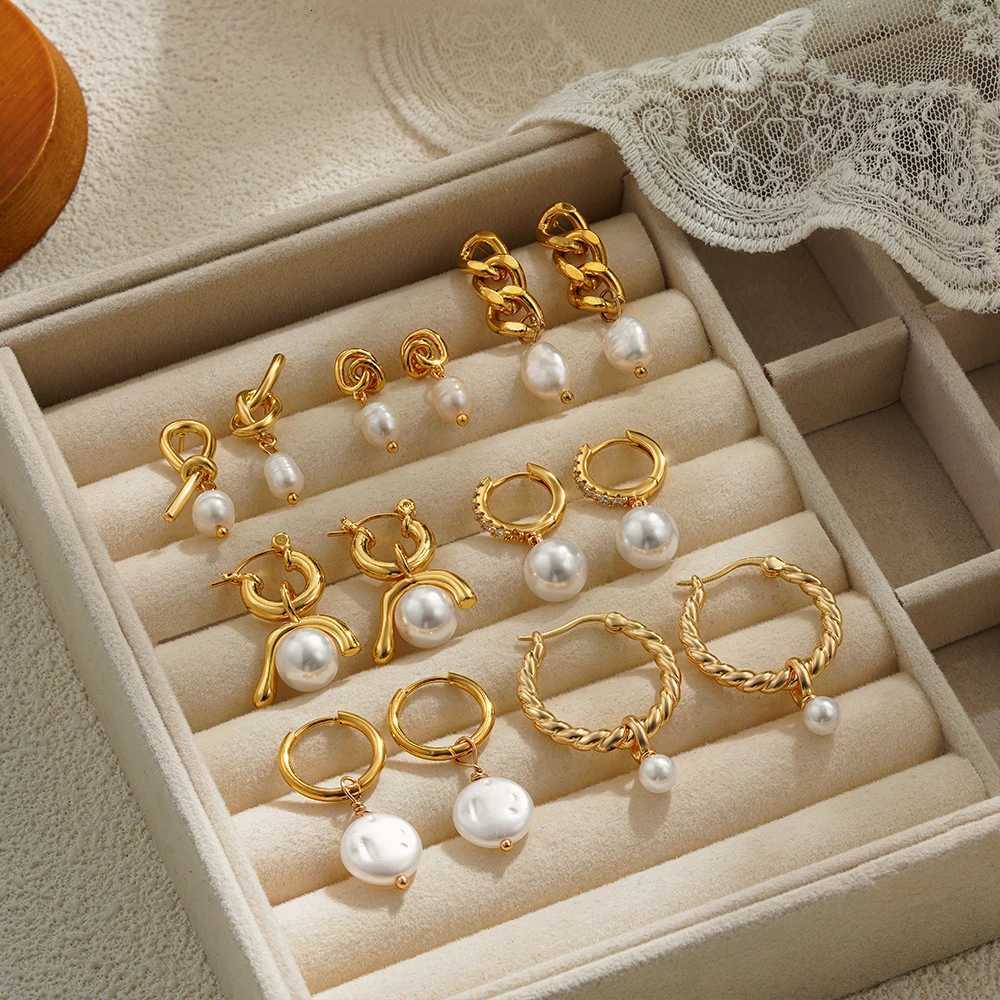 Exquisite round pearl pendant womens earrings stainless steel earrings statement jewelry gift Y251018