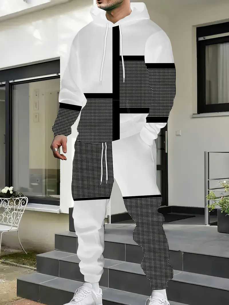 Casual Urban Fashion Pack for Him Stylish Zip-Up Jacket with Detailed Print + Trousers Combo Set2-3-4