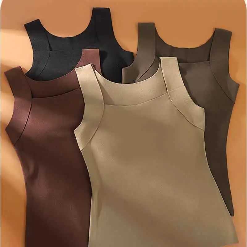 Thermal Underwear Winter New Heating Velvet Warm Tank Tops Solid Color Underwear Women Bottoming Wear Slim Waistcoat T251018