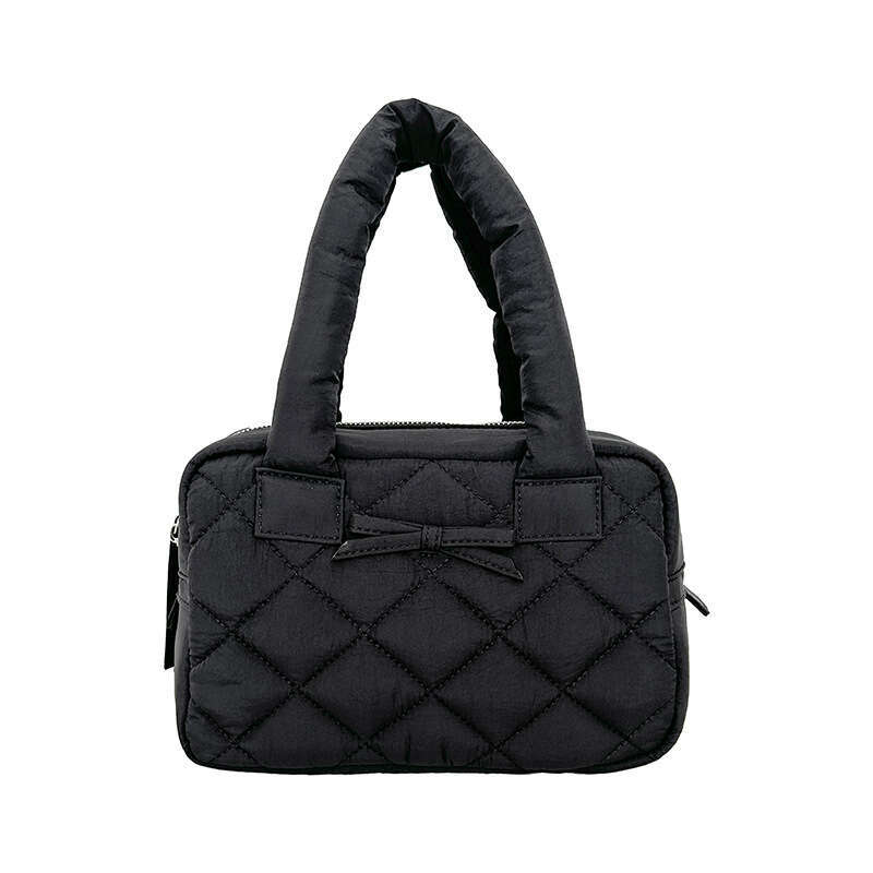 New Korean Version Niche Design Handbag For Women With High-End Feel, Bowknot, Quilted Pattern, Casual Cloud Cotton Bag B5