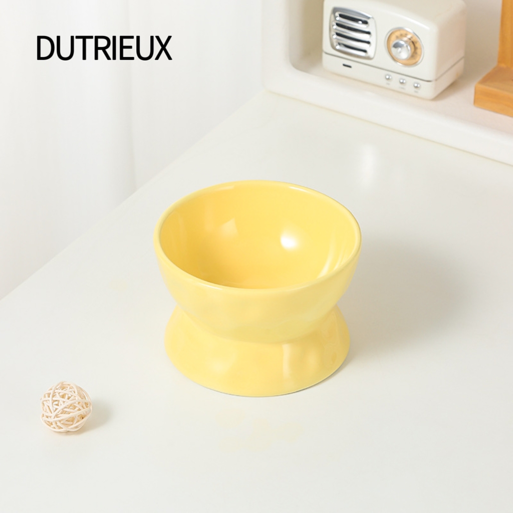 K3253 Slanted ceramic pet bowl, high-legged cat and dog bowl with neck protection, anti-knockover food bowl