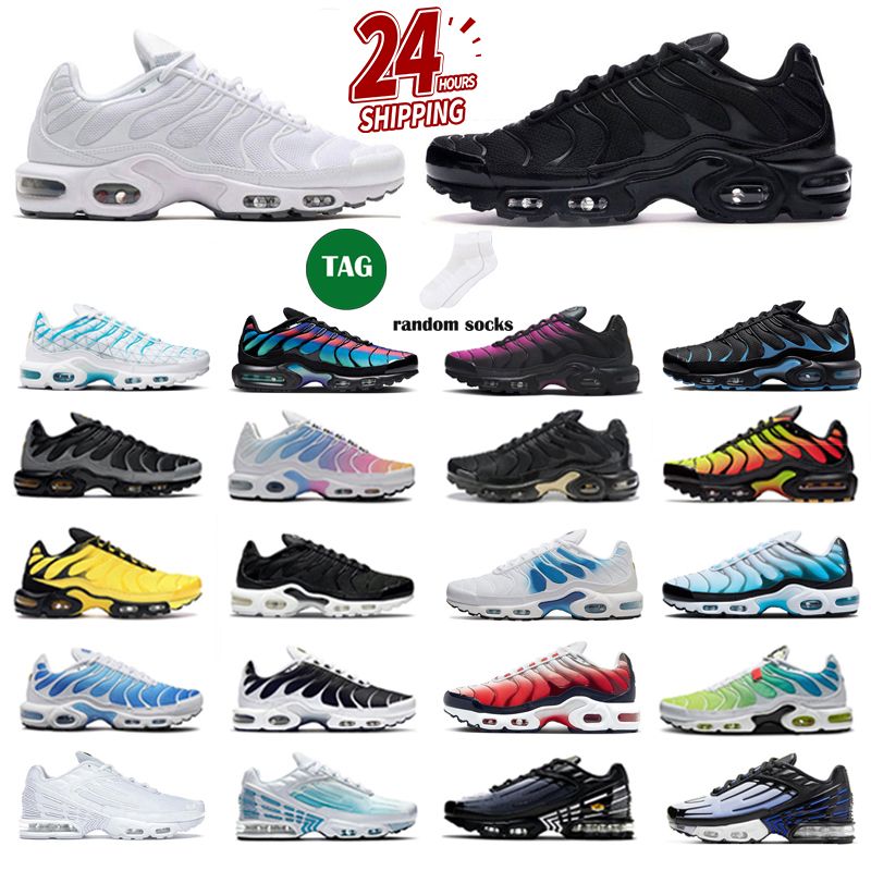 Tn Plus 3 Running Shoes Men Women Triple White Black Sky Blue Gradient Dusk Unity tns Plus Tennis Breathable Mens Trainers outdoor Sports Sneakers Size 36-46