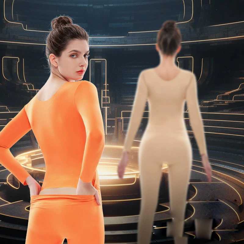 PRAYGER Autumn Winter Warm Body Thermal Clothes Women Invisible Long Johns Set One Piece Comfortable Slim Underwear Open Butt T251018