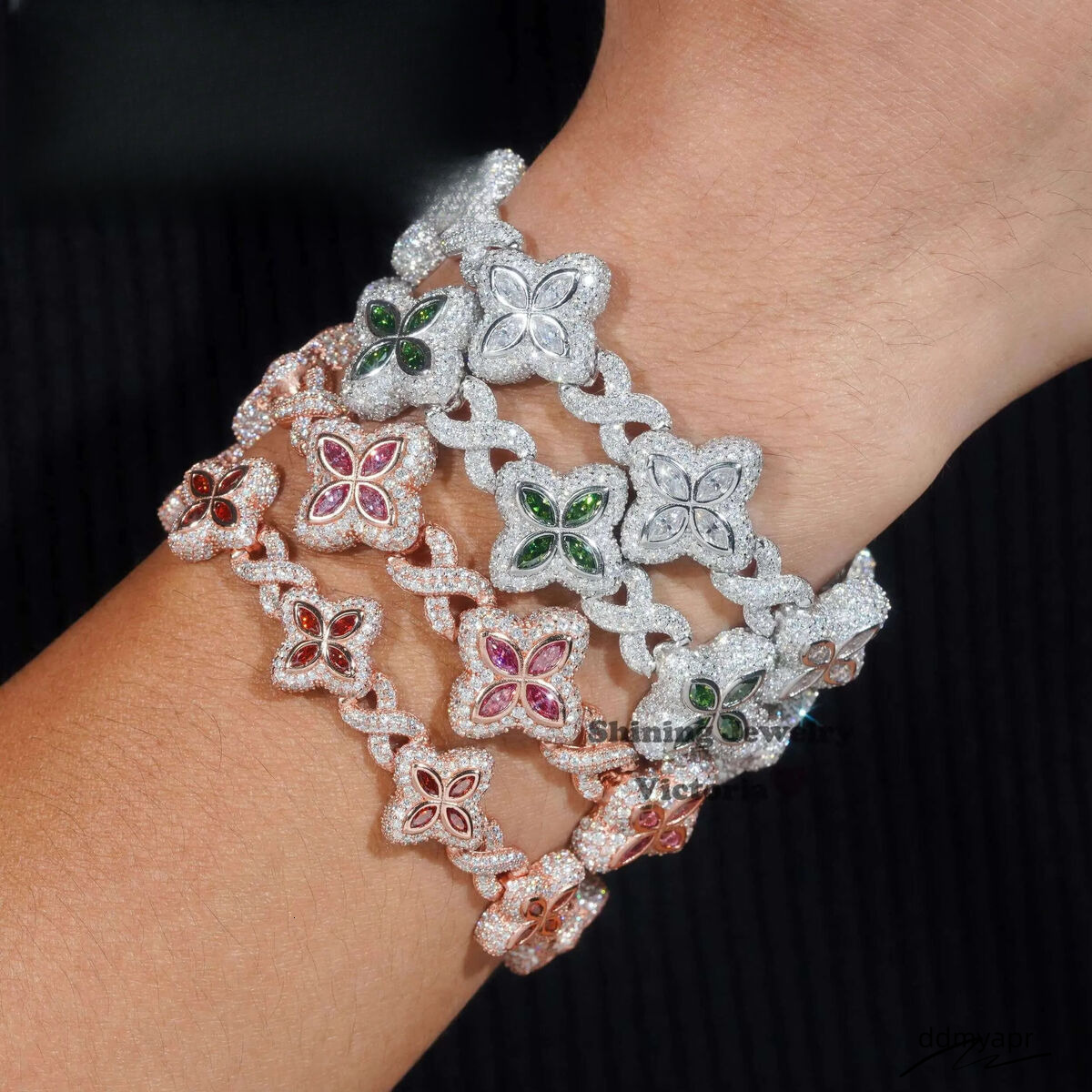 Best Selling Hip Hop Rapper Clover Bracelets ddmyApr Sterling Sier VVS Moissanite Infinity Cuban Link Bracelet Fine Jewelry