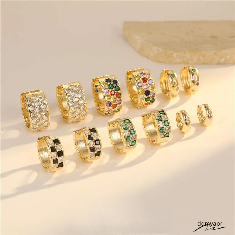 Vintage Style ddmyApr Round Earrings For Women - Inlaid Zircon, Geometric Design, Colorful Accent