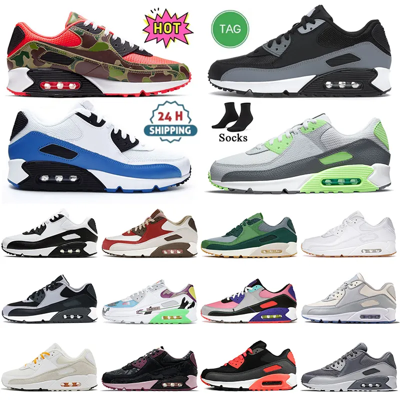 With Box 90 90s Designer Men Running Shoes Triple Black White UNC Rose Pink Valentines Day Smoke Grey Pale Ivory Women Low Outdoors Trainers Sports Sneakers