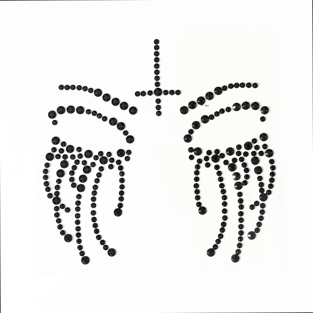 Halloween Tattoo Skull Bone Face Art Jewelry Rhinestone Sticker for Carnival Night Clubbing Makeup Body Art 251010