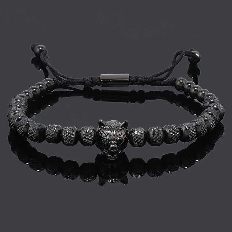 Luxury Stainless Steel Beads Wolf Charms Man Bracelets Woman Hand Jewelry Couple GiftL251018 H260129