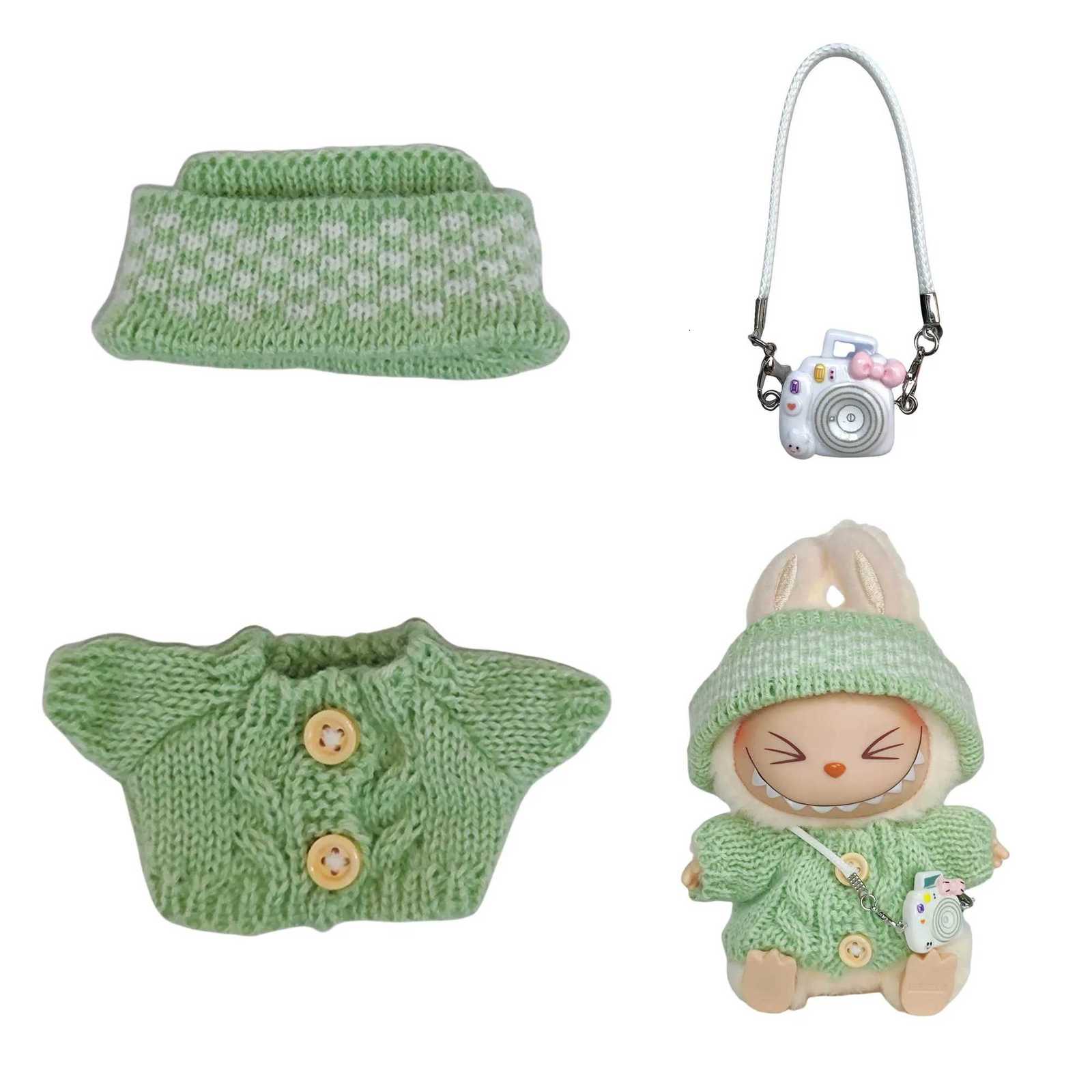 Labubu I II Dolls Cute Clothing 4 Colors Mesh Sweater and Hat Set Accessories Clothing Plush Doll ClothingT251018