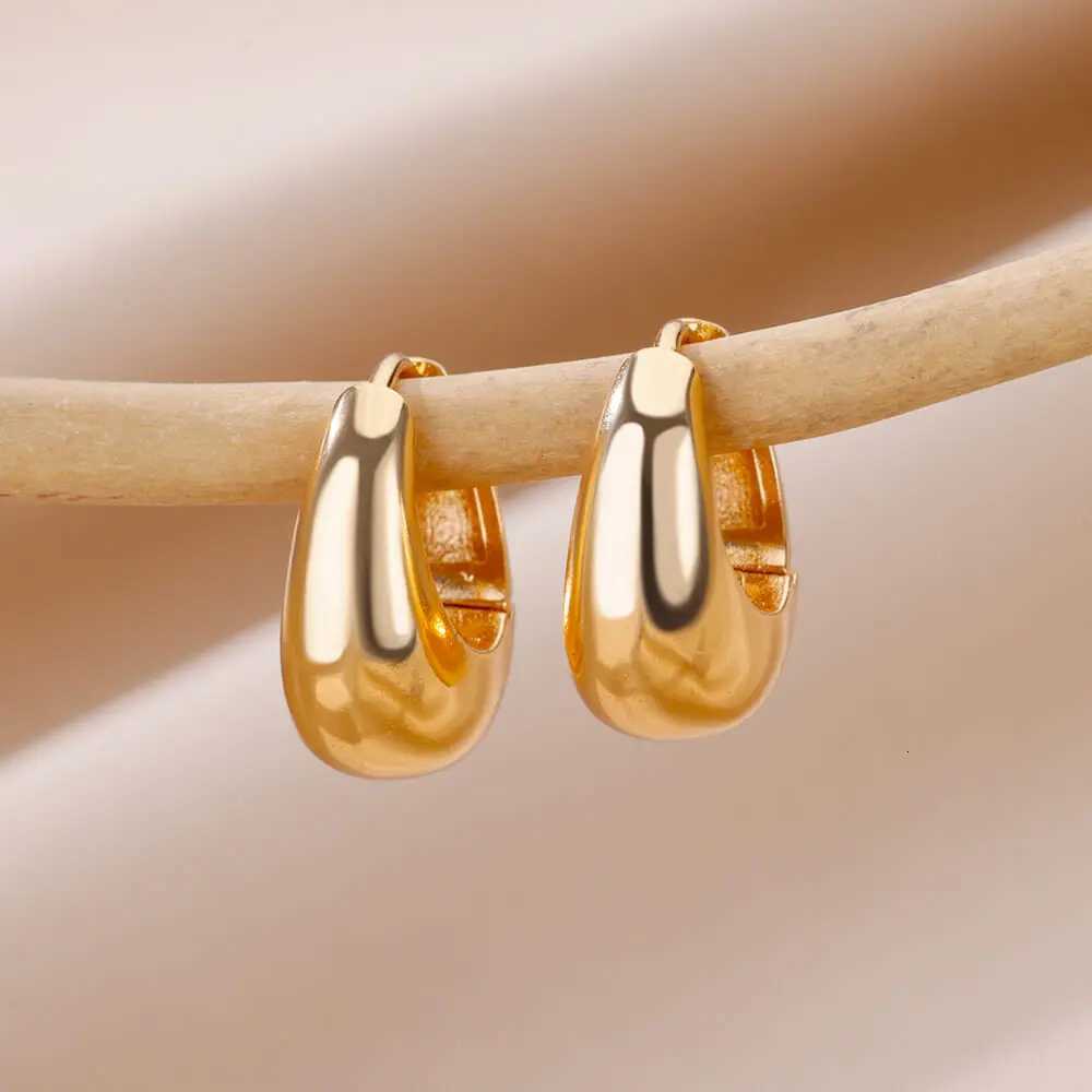 Gold Color Earrings for Women Oval Circle Stainless Steel Earrings 2024 Trend Piercing Ear Jewelry Freeshipping Items aretes Y251018