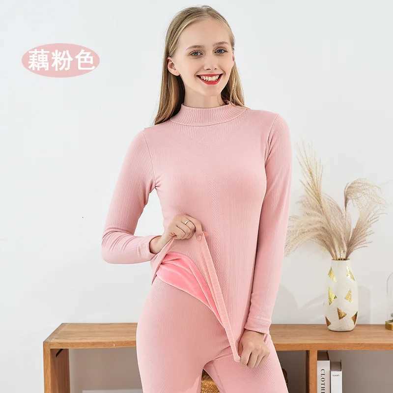 Womens Thermal Underwear Women Thickened Plus Velvet Tightfitting Bottoming Shirt Student Halfhigh Collar Autumn Winter Tops T251018