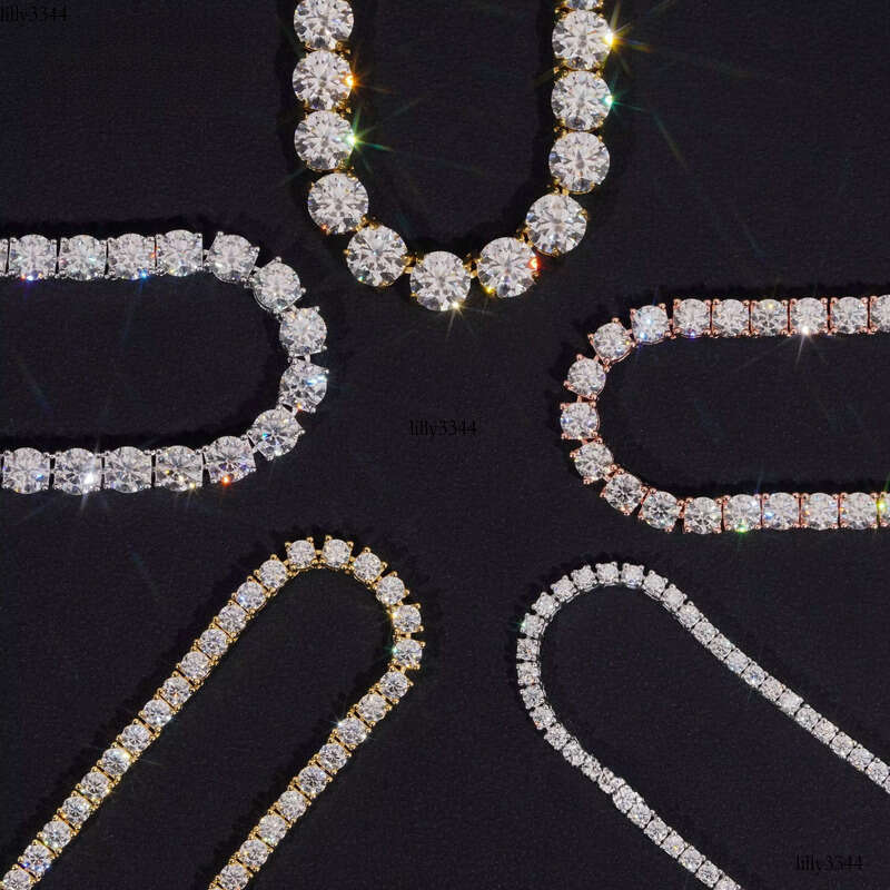 Large Stock Fine Jewelry Men Women Bracelet Hip Hop Iced Out Sier Moissanite Tennis Chain Ready to Ship