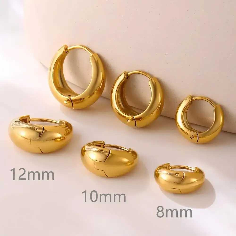 81012mm Minimalist red Stainless Steel Huggie Hoop Earrings For Wen Gold Color Chunky Teardrop Unisex Korean Jewelry X251018