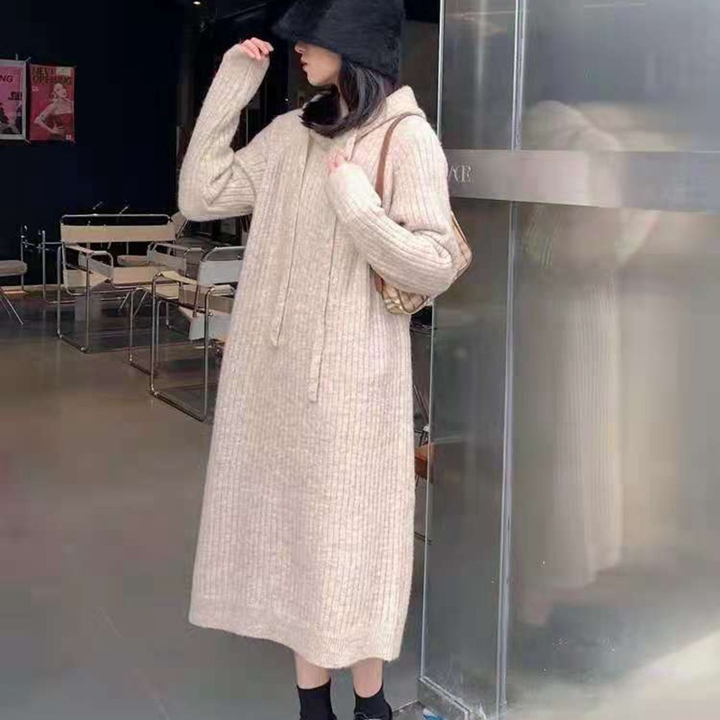 XR139 Women's Long Hooded Knit Dress