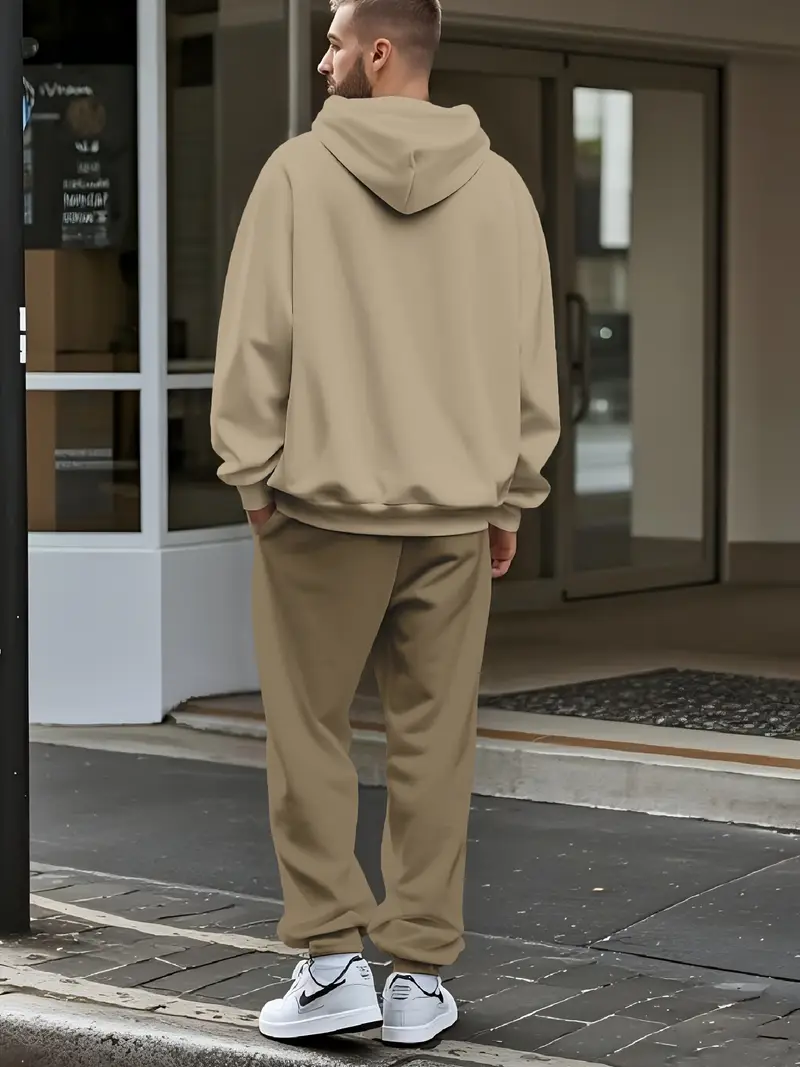 Men's Stripe Print Two Piece Cotton Tracksuit - Comfortable Hooded Jacket & Pants Set 2-3-2