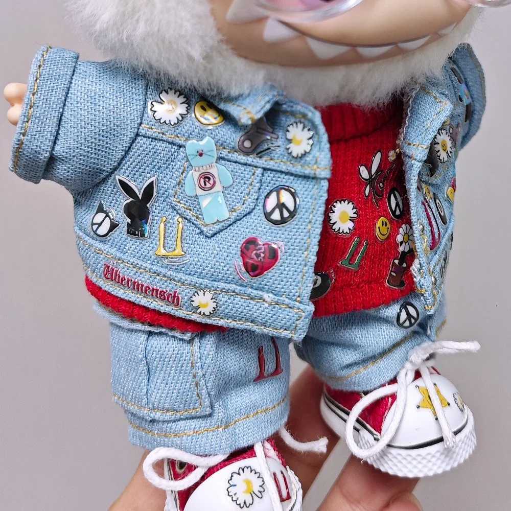 6Pcs 1Set 17cm Labubu Doll Clothes Hat Clothes Shoes Dress Up Doll Accessories Sitting Party Changing Dress Game DIY ToysT251018