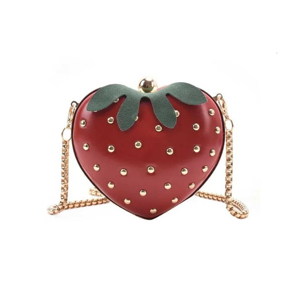 Womens Summer Fashion Cute Strawberry Crossbody Bag Rivet Snake Bone Chain Bag Z251018