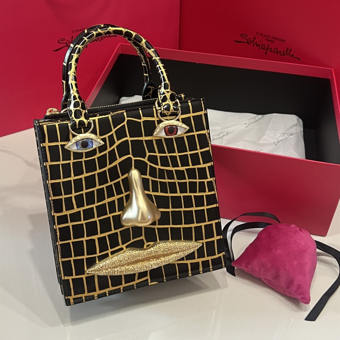 Schiaparelli sac de luxe luxury face bag Totes bags designer women Check Velour Thread Purse Premium Sense Demon Eye Bag Women Handbags with box