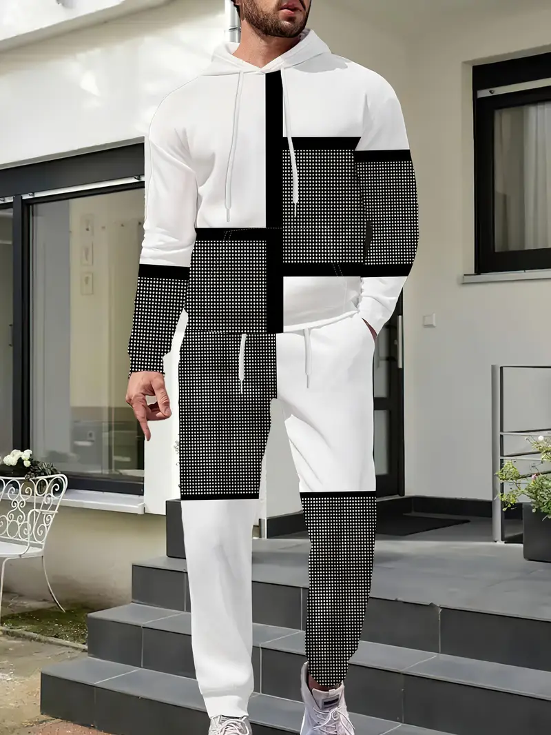 Casual Urban Fashion Pack for Him Stylish Zip-Up Jacket with Detailed Print + Trousers Combo Set2-3-4